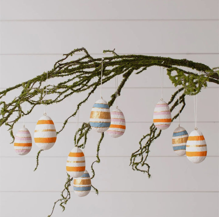 Hand-Painted Papier-Mâché Easter Egg Ornaments