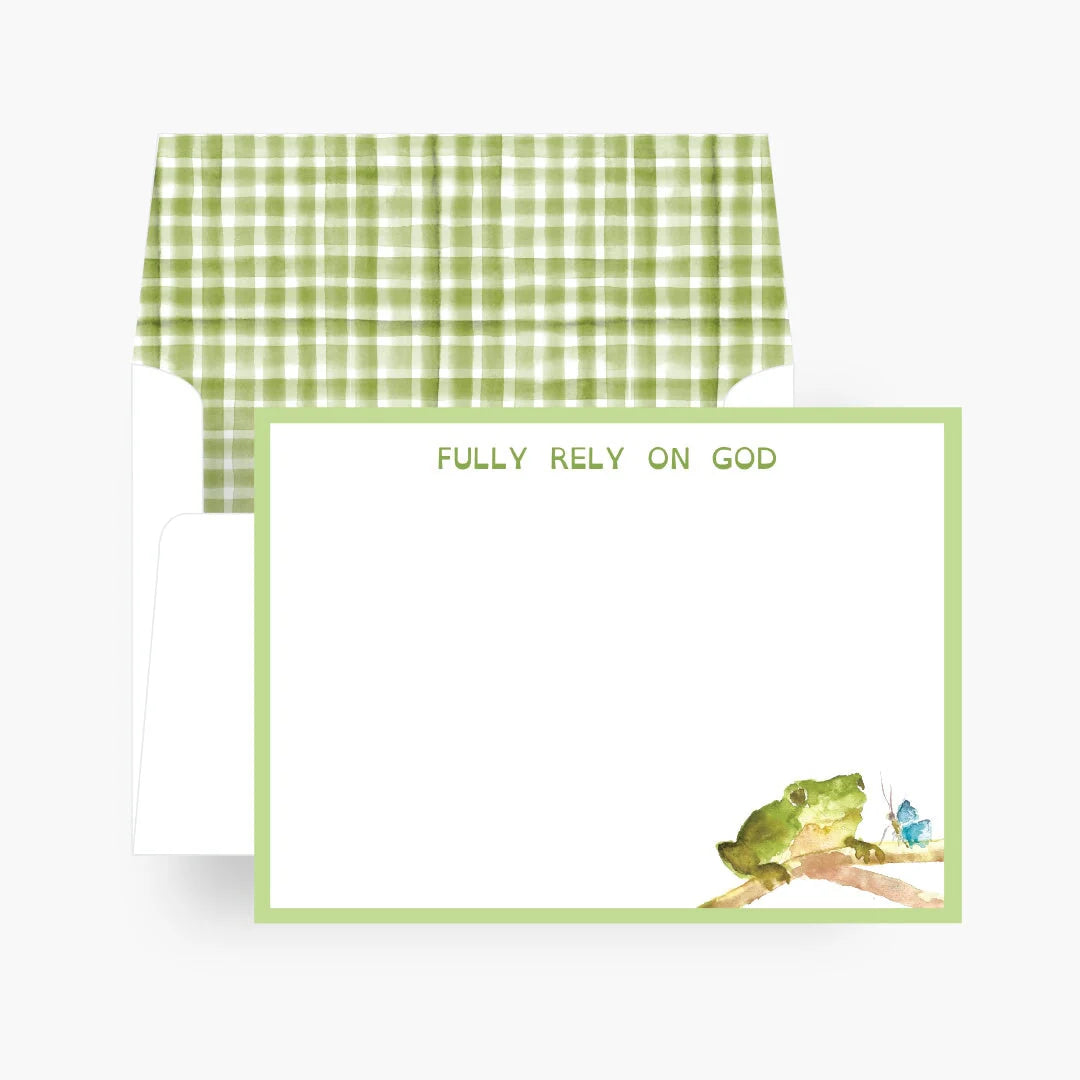 Fully Rely on God Frog Note Card Set