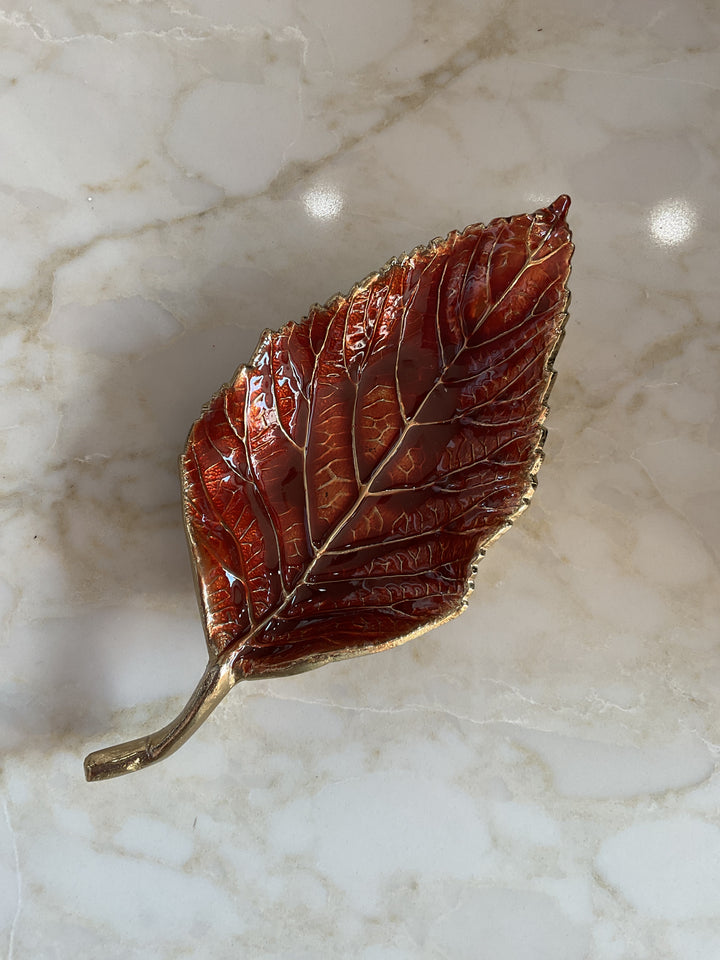 Enamel Leaf Trinket Dish