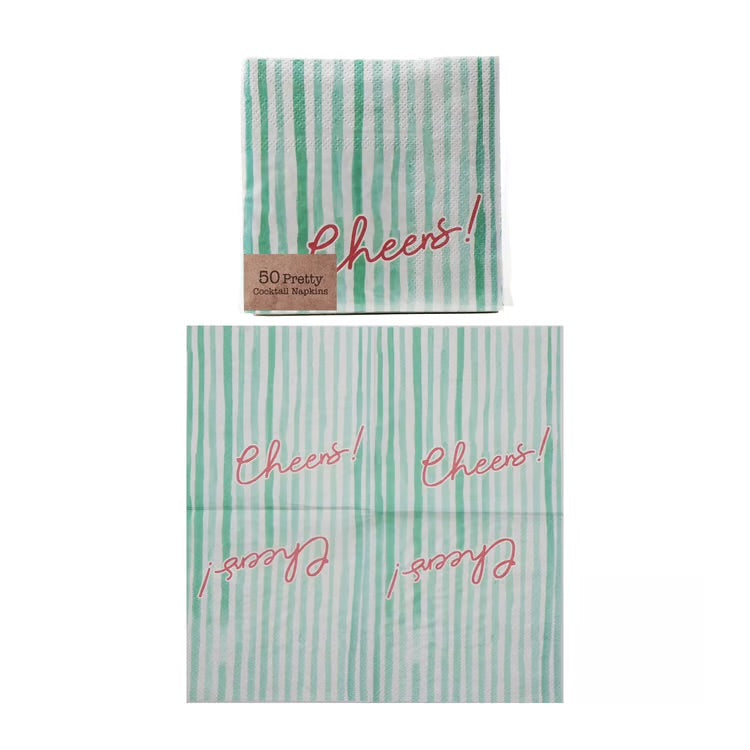 Cheers Stripe Cocktail Napkins