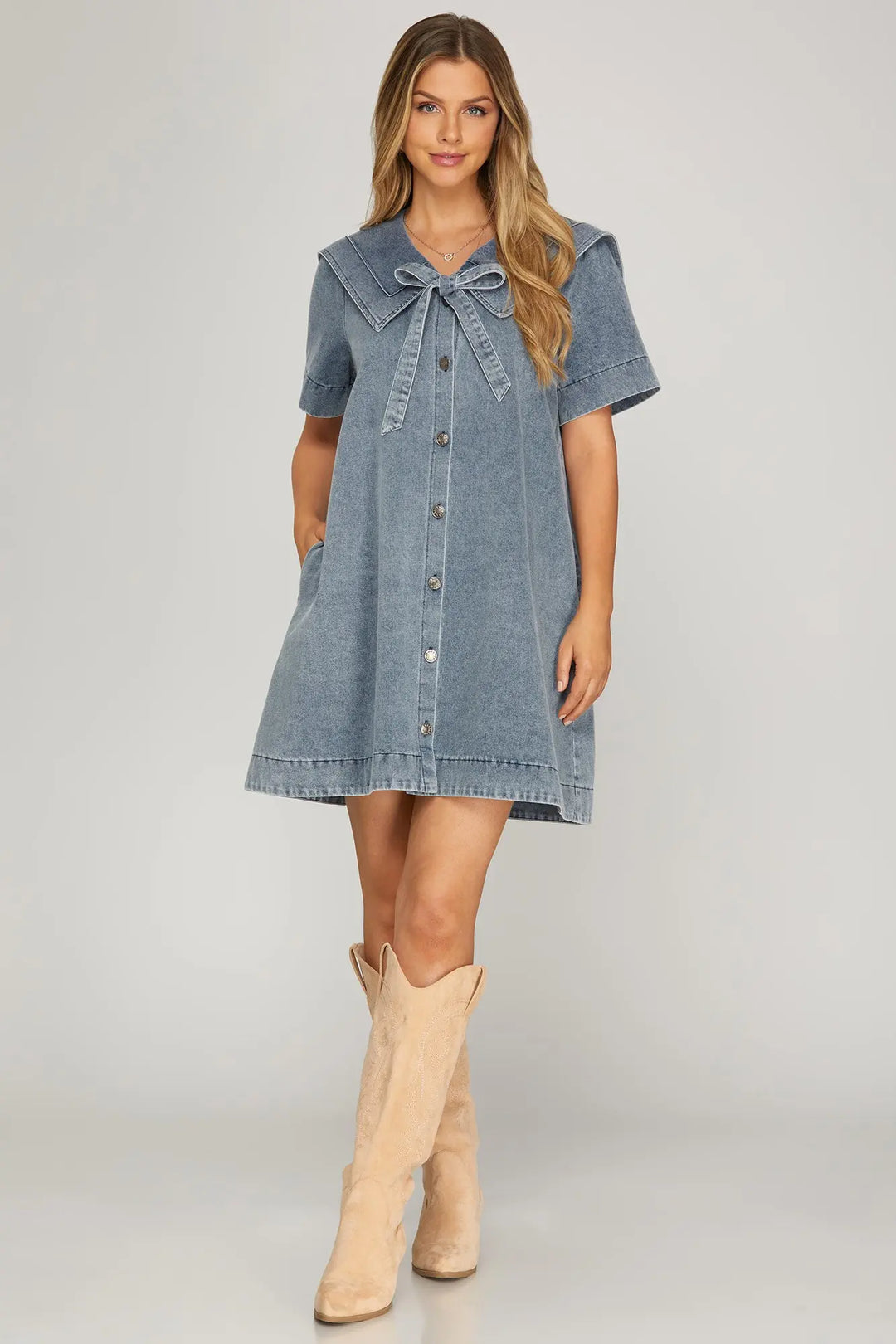 The Harbor Bow Denim Dress