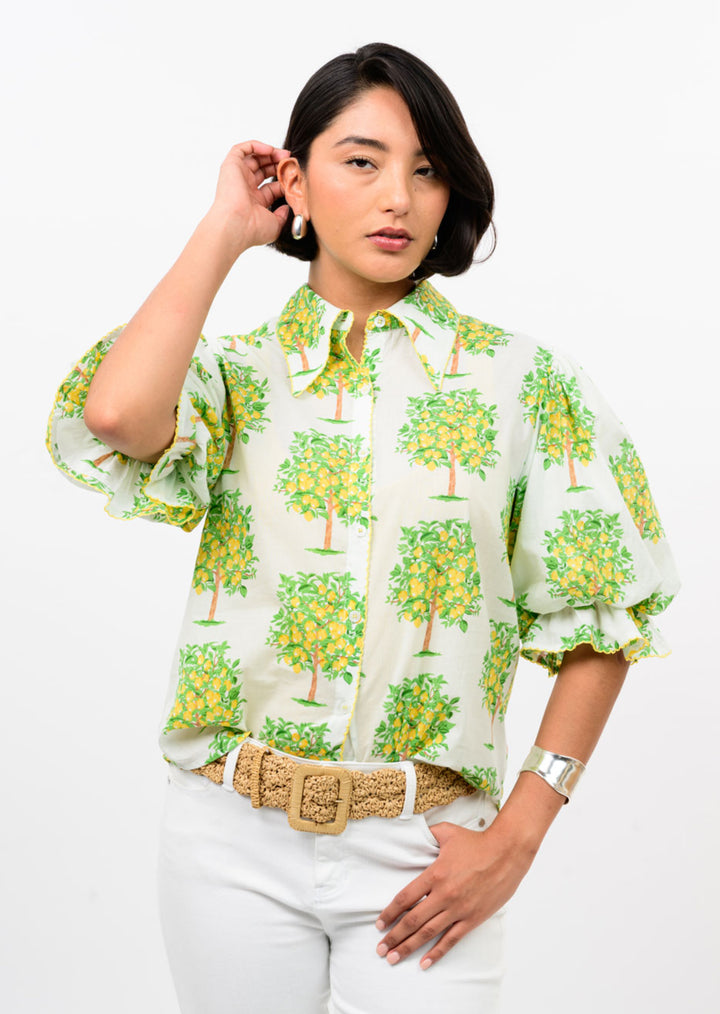 Limoncello Grove Puff Sleeve Top
