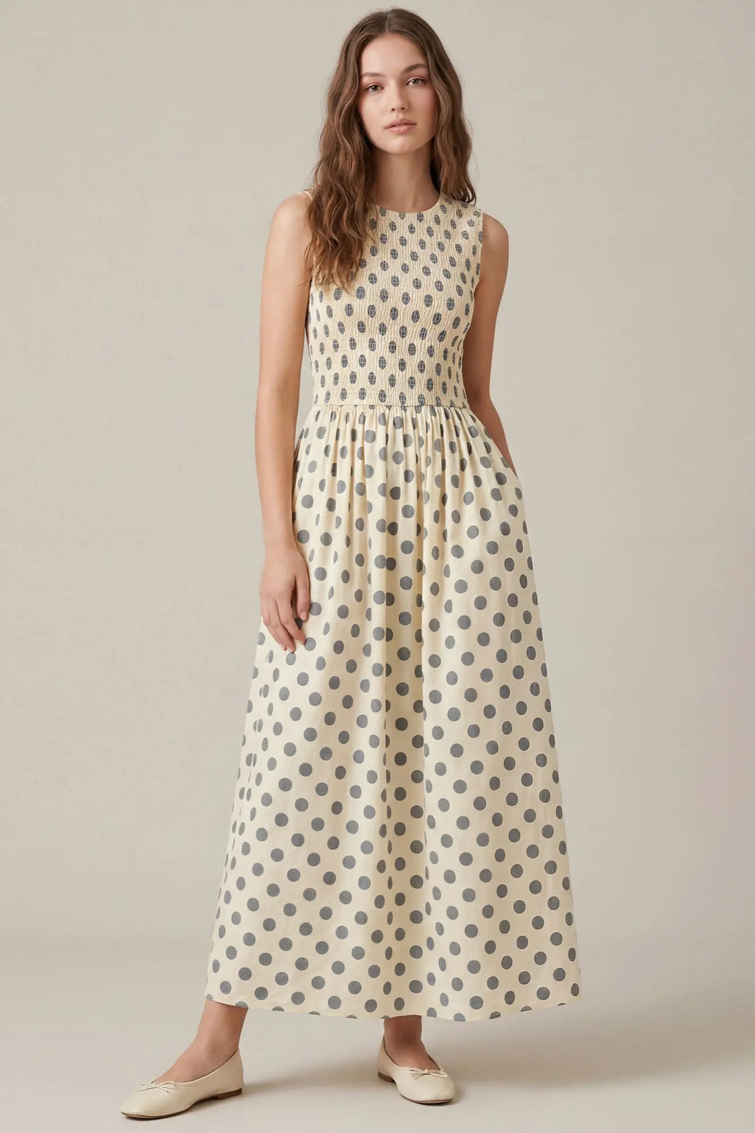 First Hint of Fall Polka Dot Maxi Dress