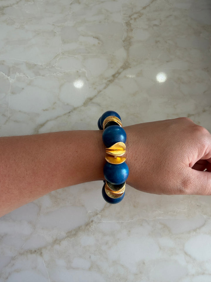 Gilded Wood Beaded Bracelet
