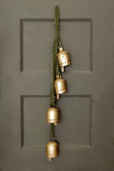 Golden Bells Emerald Velvet Door Cluster