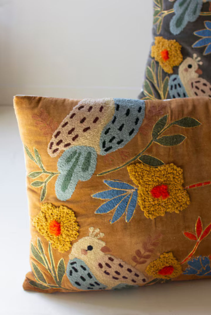 Golden Grove Bird Pillow