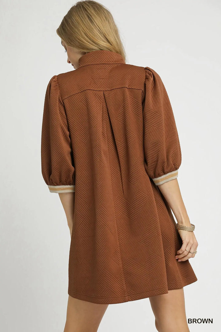 Piper Puff-Sleeve Dress – Brown