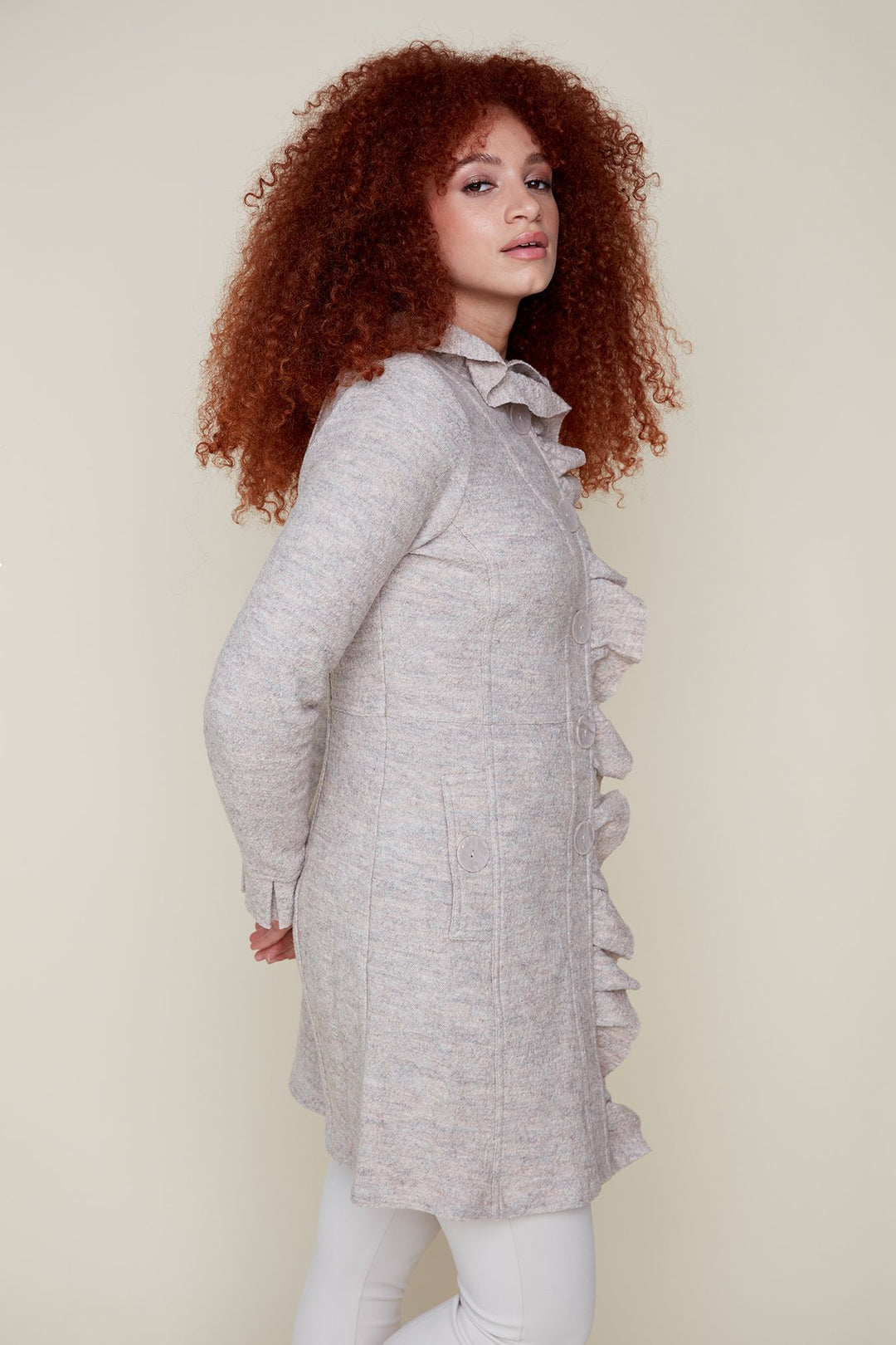 Graceful Ruffle Button Coat