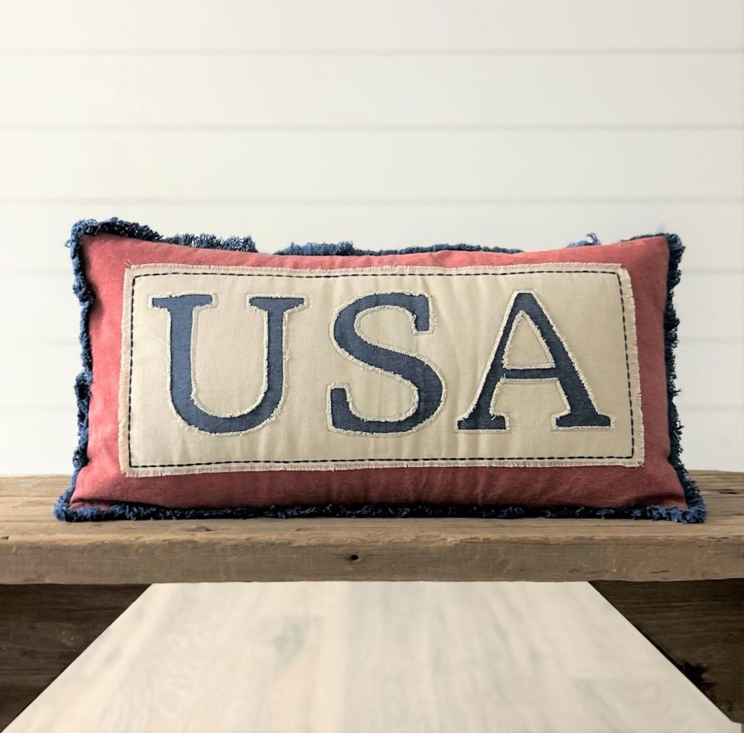 Americana “USA” Appliqué Pillow
