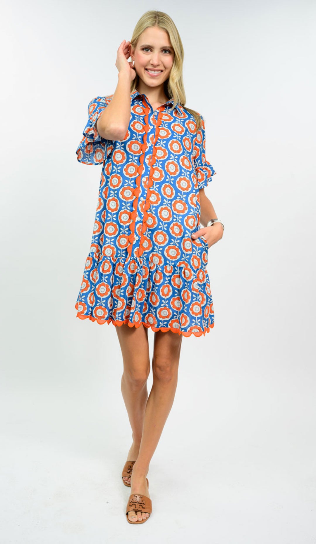 Citrus Bloom Scallop Dress