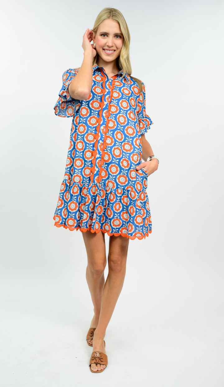 Citrus Bloom Scallop Dress