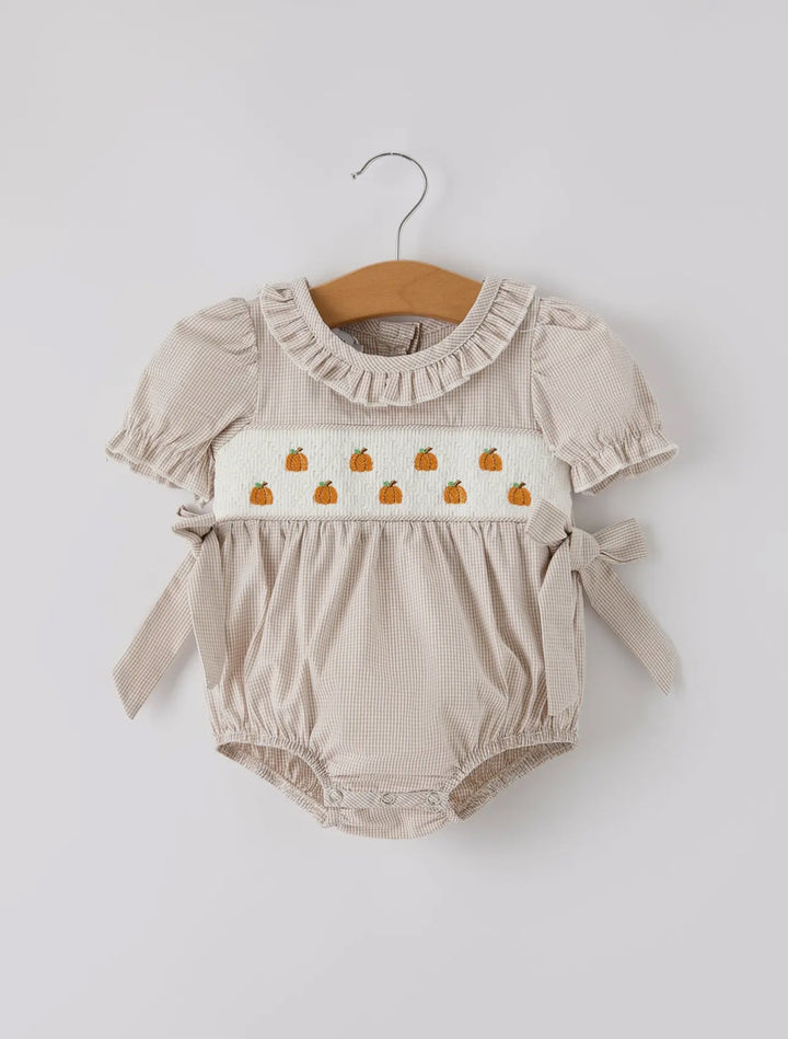 Smocked Pumpkin & Bows Romper