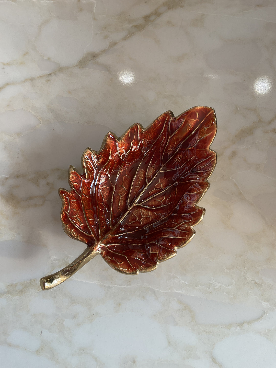 Enamel Leaf Trinket Dish