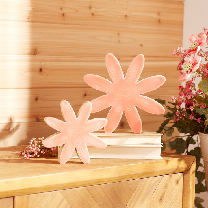 Coral Bloom Wooden Florals