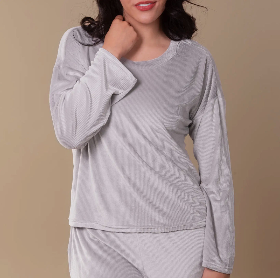 Soft Rib Lounge Top – Dove Gray