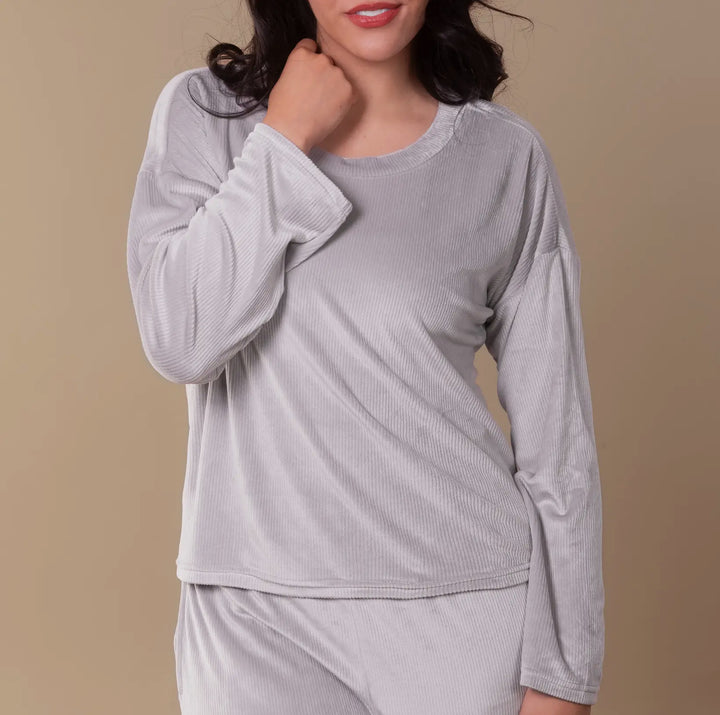 Soft Rib Lounge Top – Dove Gray