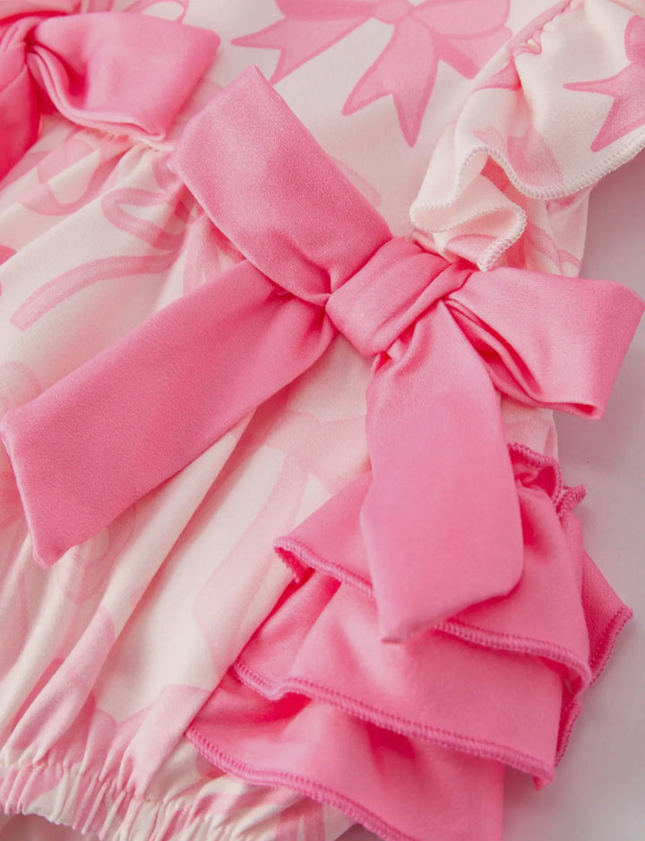 Pink Bow Ruffle Butt Romper