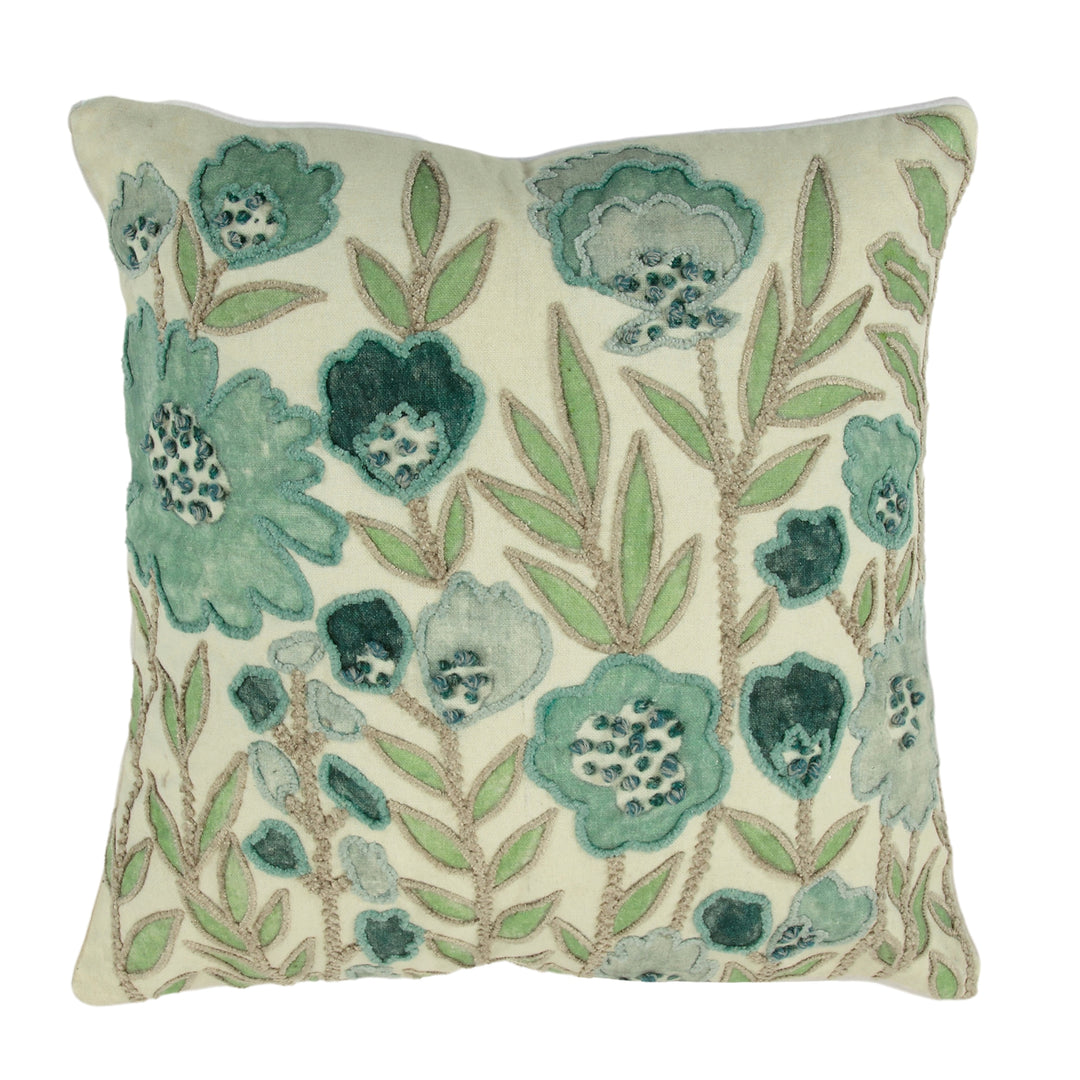 Tropical Fern Embroidered Pillow