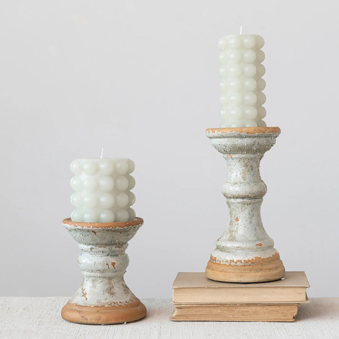 Heavily Distressed Pillar Candle Holder