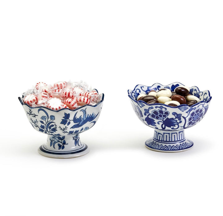 Blue & White Pedestal Bowl