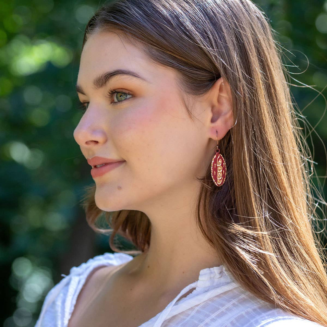 Patina Engraved Copper Earrings