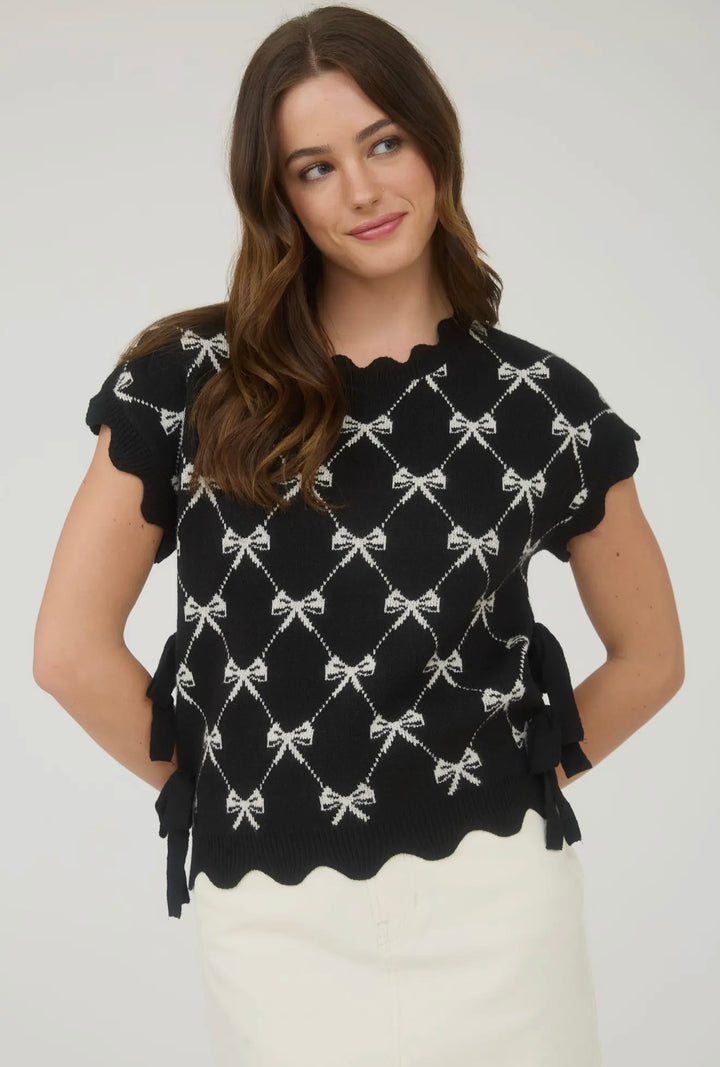 Sweet Ribbon Lattice Knit Top