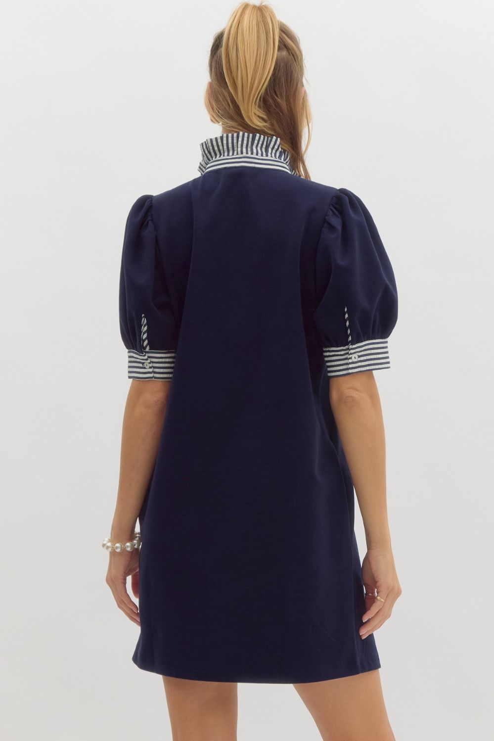Short Sleeve Polo Dress with Stripes