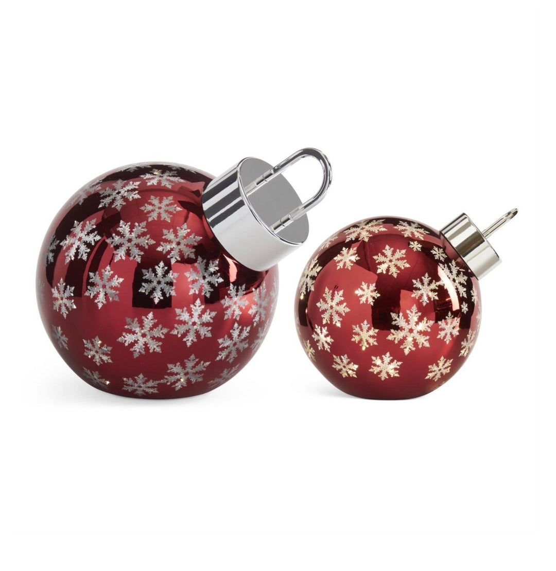 Crimson Snowfall LED Tabletop Ornaments