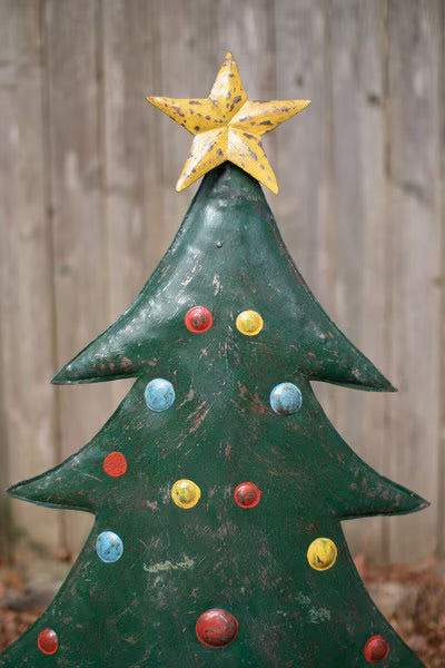 Merry Meadow Hand-Hammered Christmas Tree Yard Stakes
