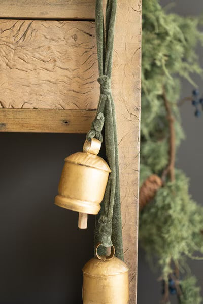 Golden Bells Emerald Velvet Door Cluster