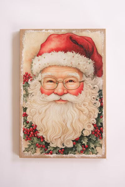 Old Saint Nick Burlap Wall Art