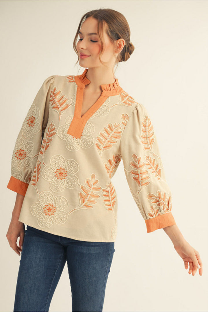 Harvest Bloom Embroidered Blouse