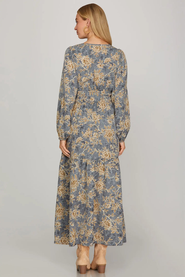 Autumn Sky Floral Maxi Dress