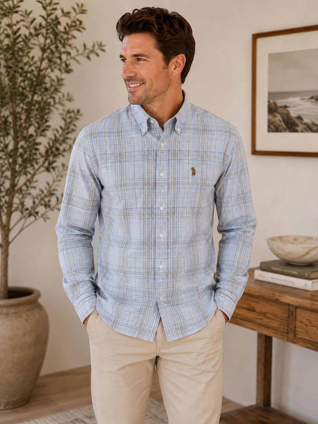 Blue Haven Plaid Performance Button Down
