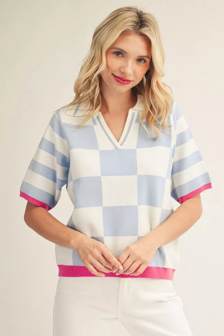 The Harper Checkered Knit Top