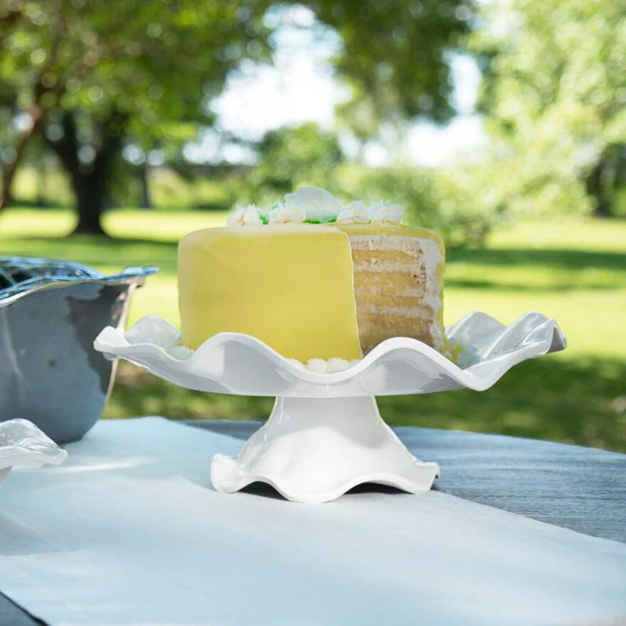 Havana White Cake Plate with Pedestal