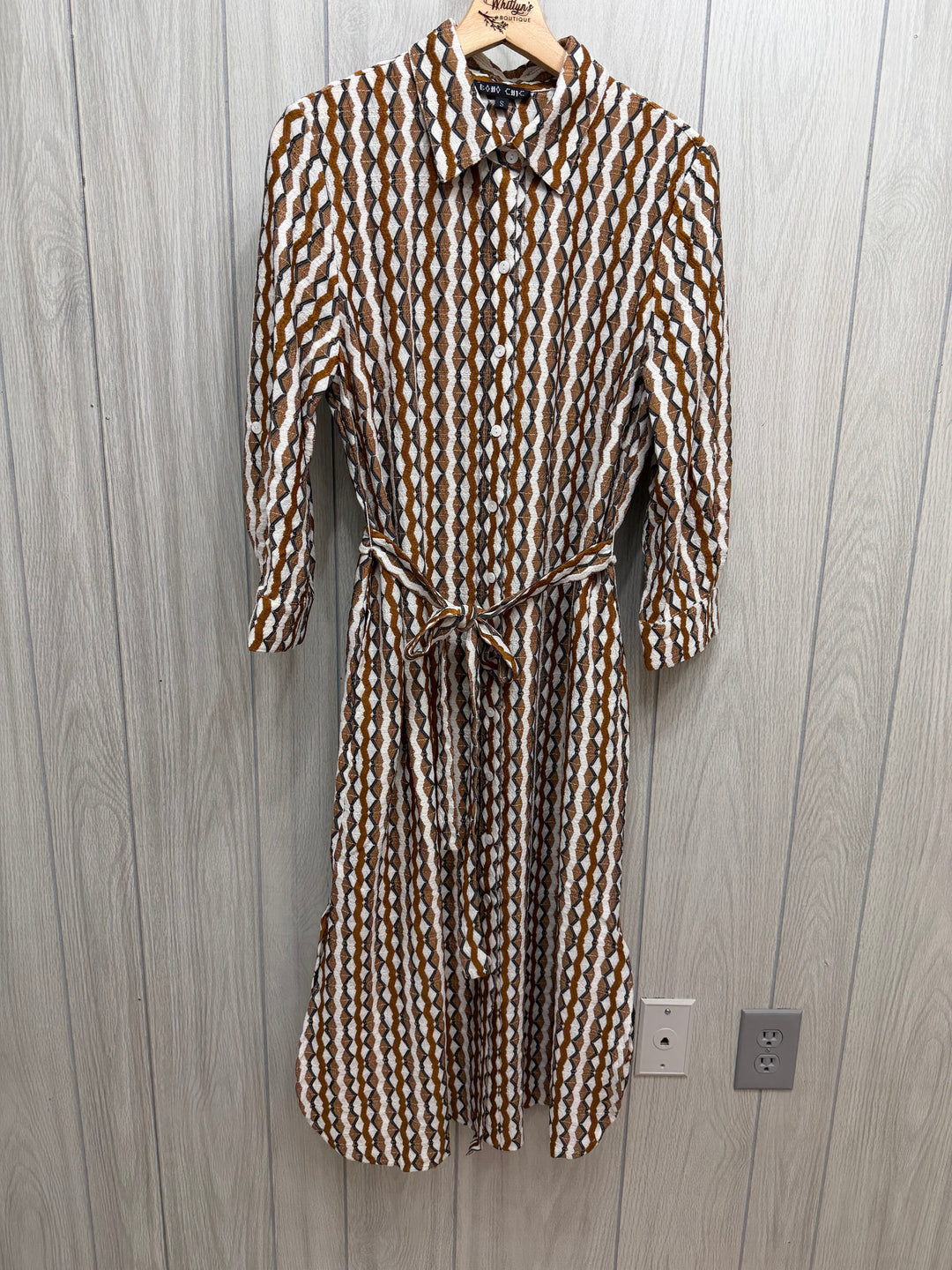 Arden Geo Embroidered Shirt Dress