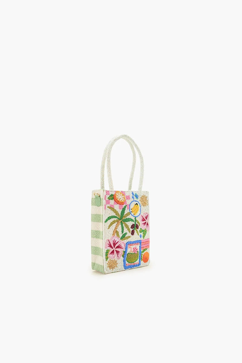Paradise Postcard Beaded Mini Tote