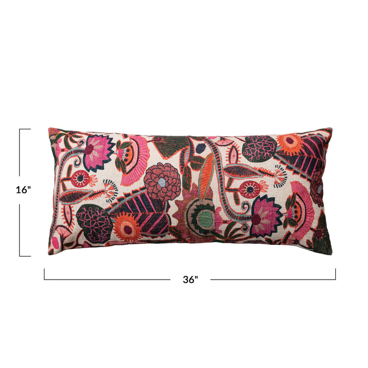 Boho Garden Cotton Slub Lumbar Pillow
