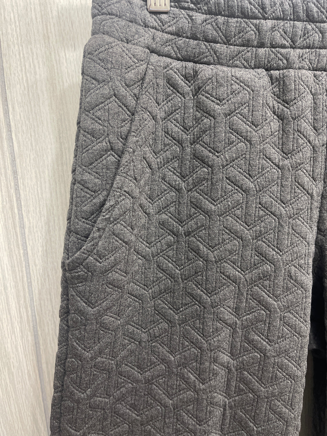 Gray Quilted Knit Pants