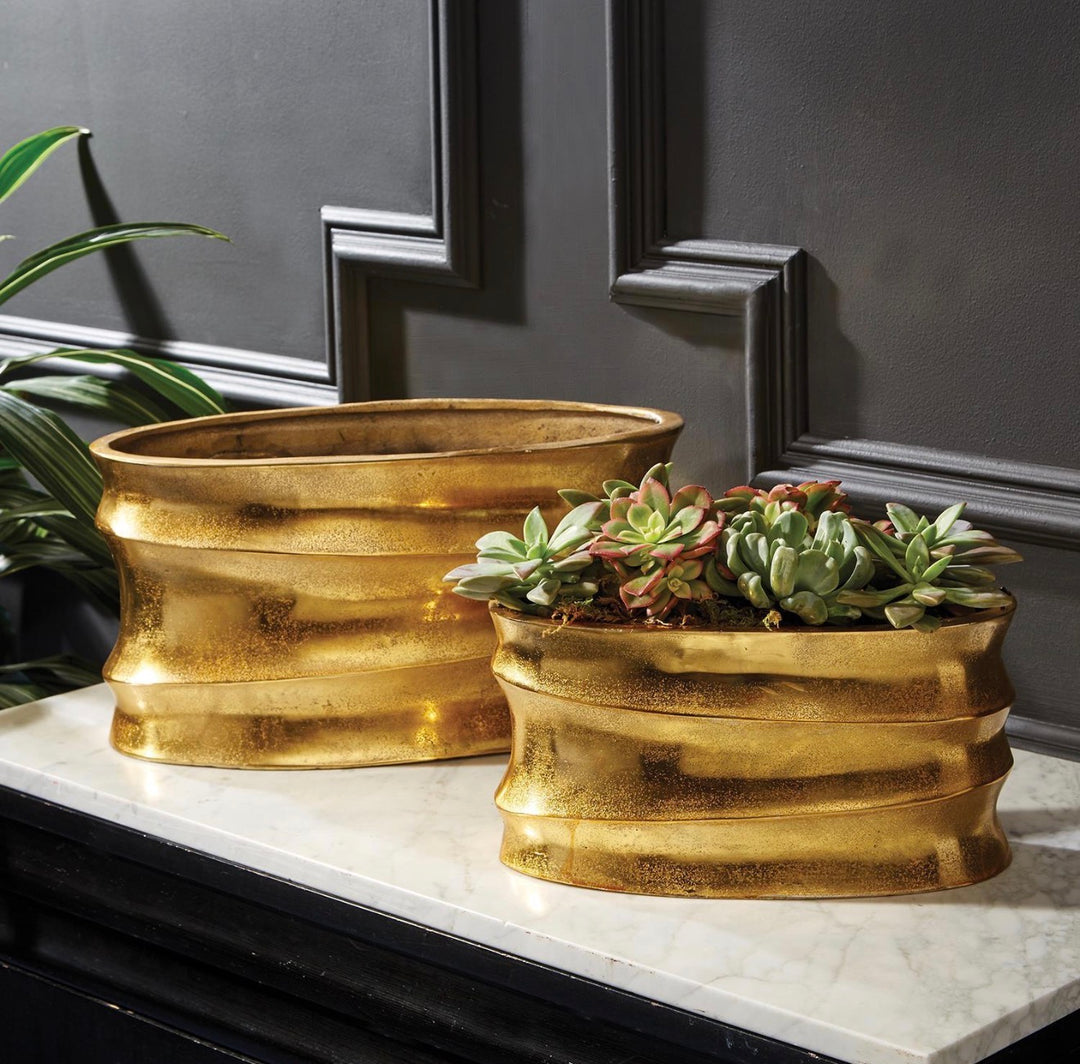 Golden Ripple Aluminum Planters