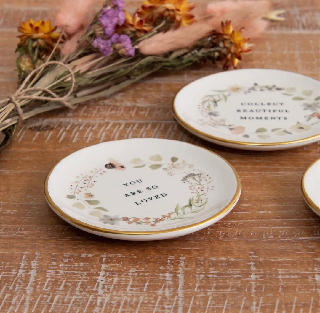 Floral Sentiment Trinket Dish (Multiple Sayings Available)