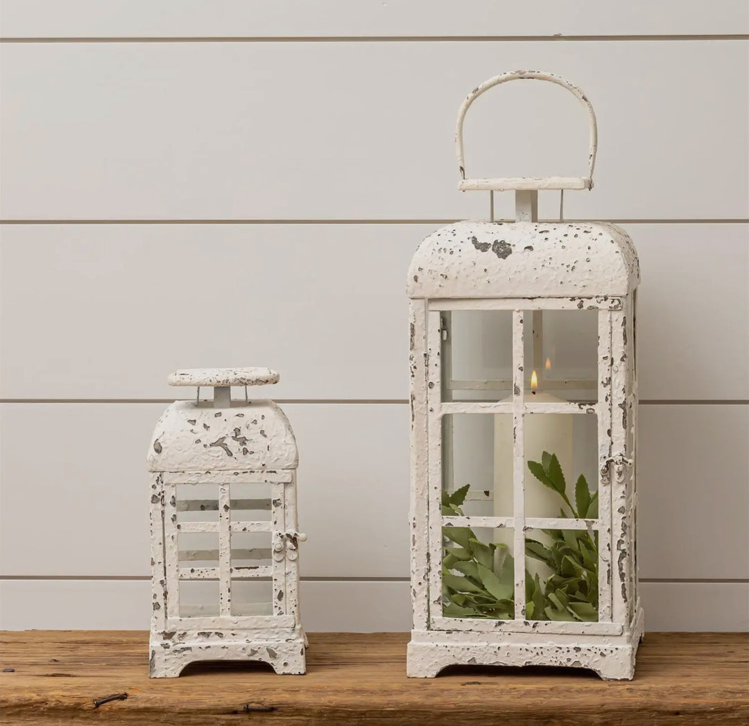 Chippy White Farmhouse Lanterns