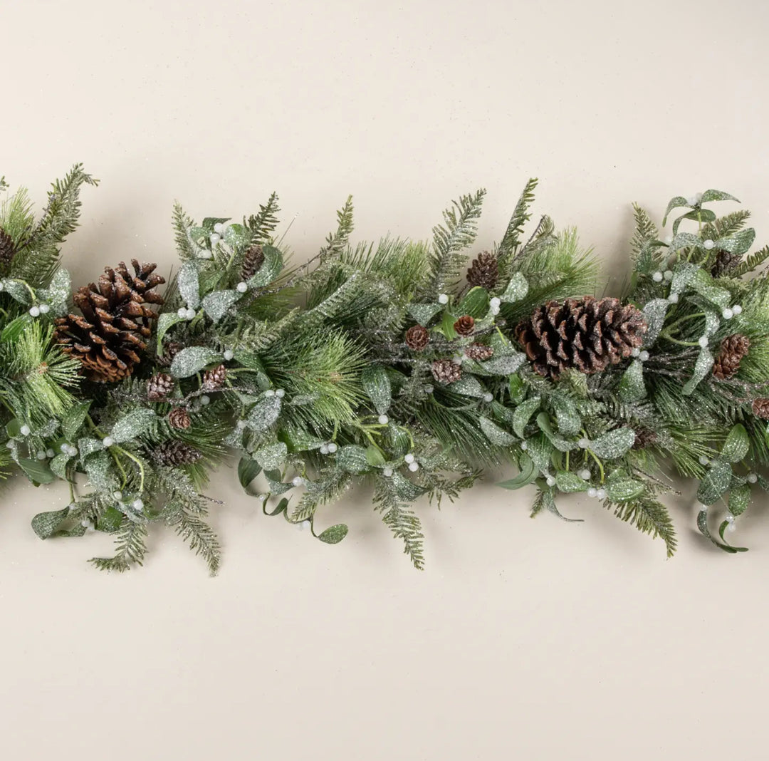 Frosted Mistletoe & Pine Garland