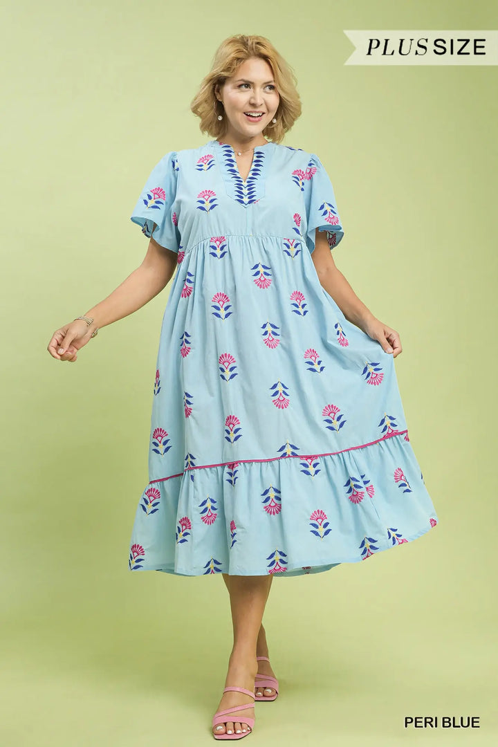 Periwinkle Bloom Midi Dress