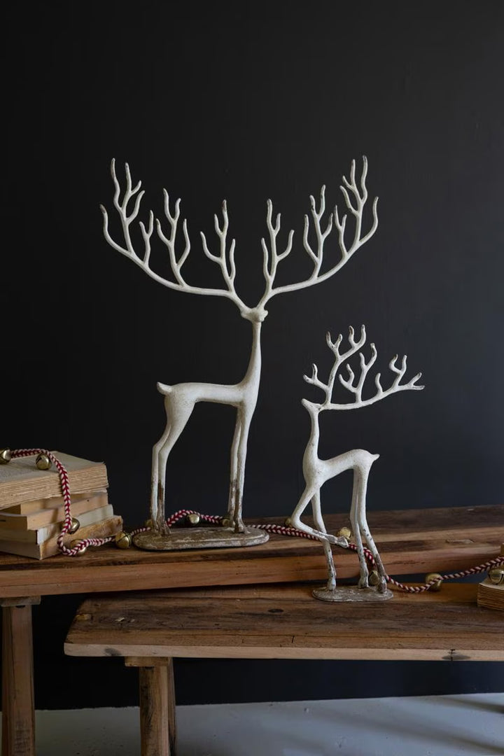 White Antler Reindeer Sculptures