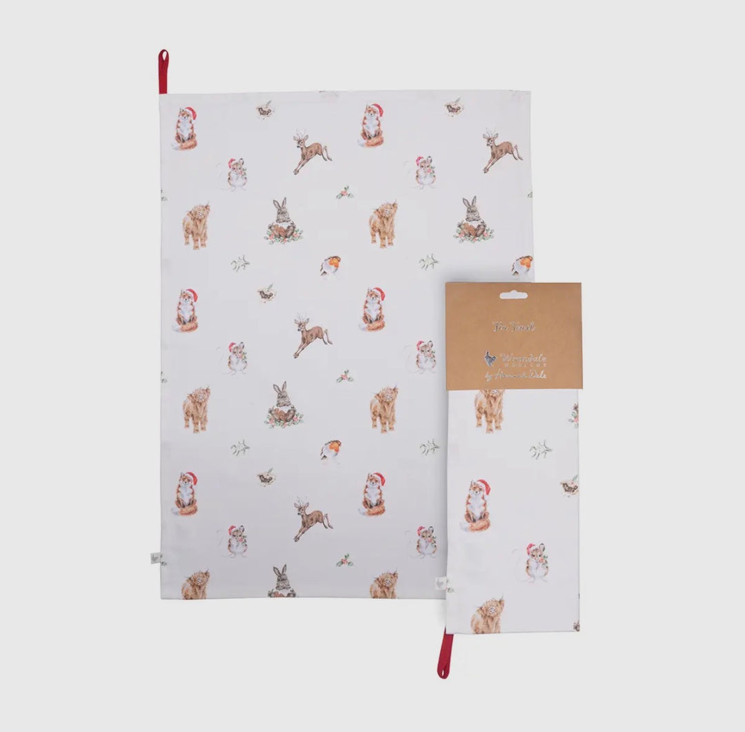 Woodland Christmas Tea Towel