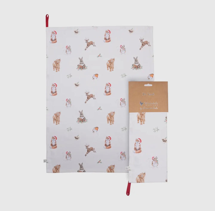 Woodland Christmas Tea Towel