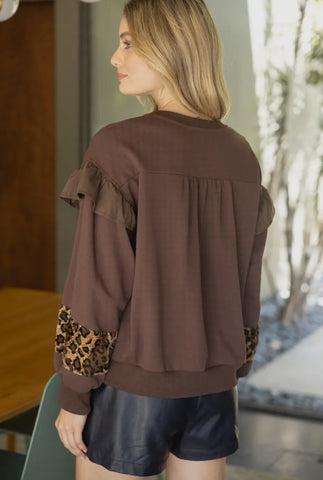 Leopard Ruffle Detail Top