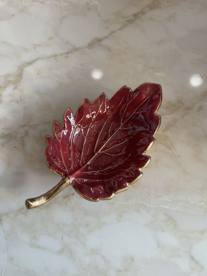 Enamel Leaf Trinket Dish